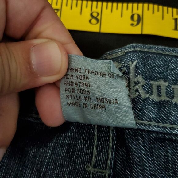 Old Skool Jeans 32 Men's Baggy Y2K Hip Hop Metallic Denim Streetwear‎ Straight - Picture 16 of 16